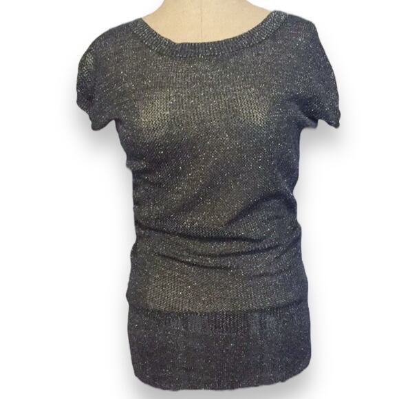 Express Black/ Dark Gray Metallic Knit Top Size XS - Picture 1 of 5